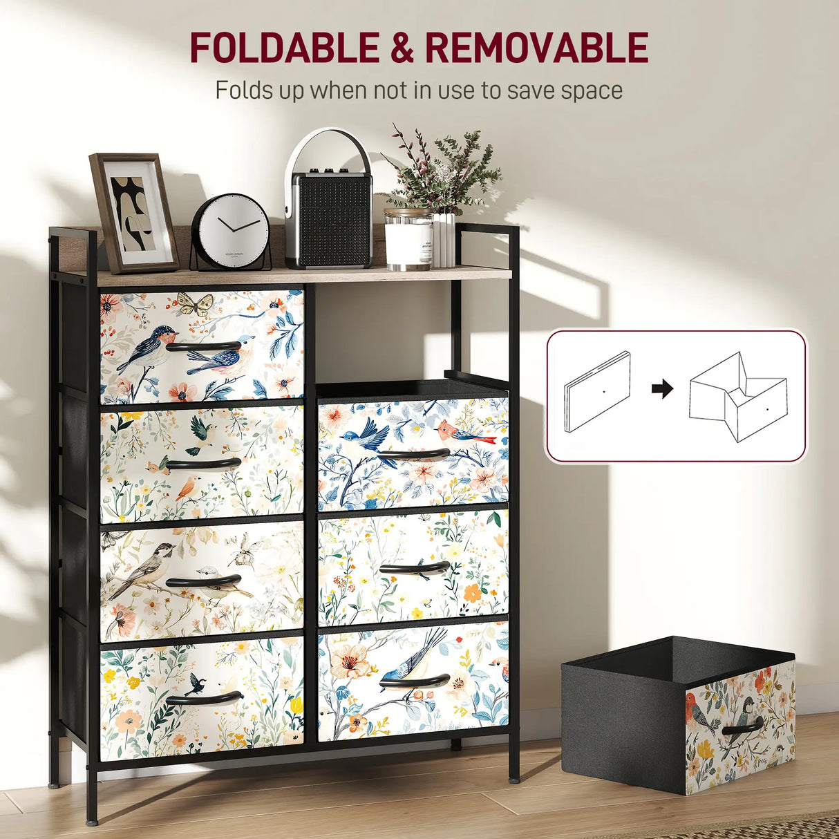 HOMCOM 8-Drawer Chest of Drawers - White