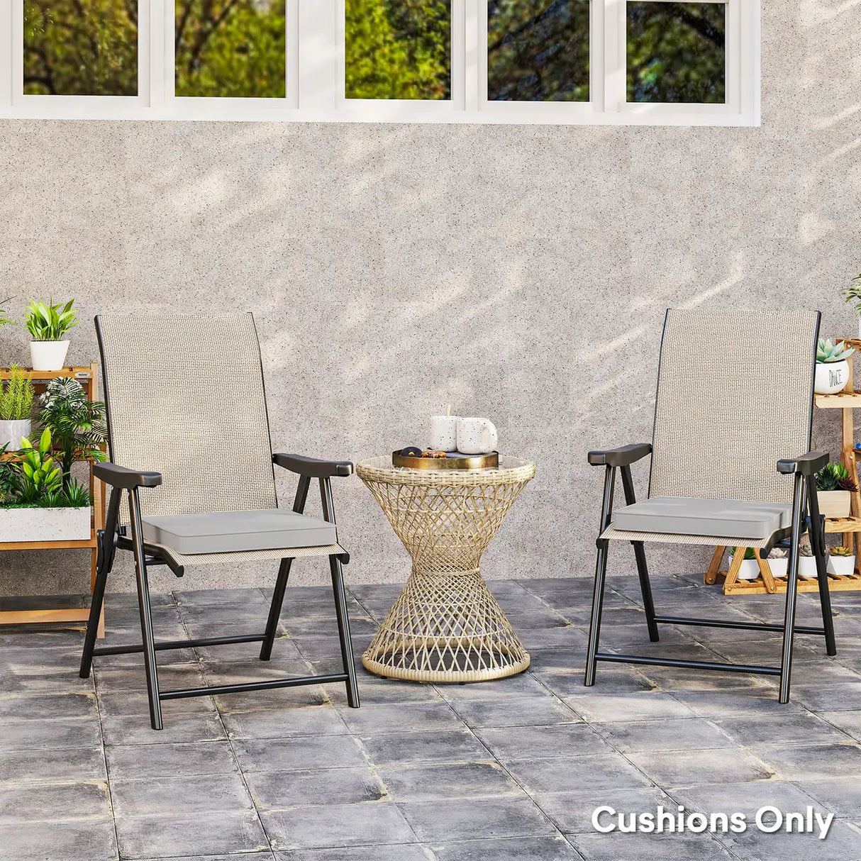 Outsunny Set of Two 45 x 45cm Garden Seat Cushions - Light Grey