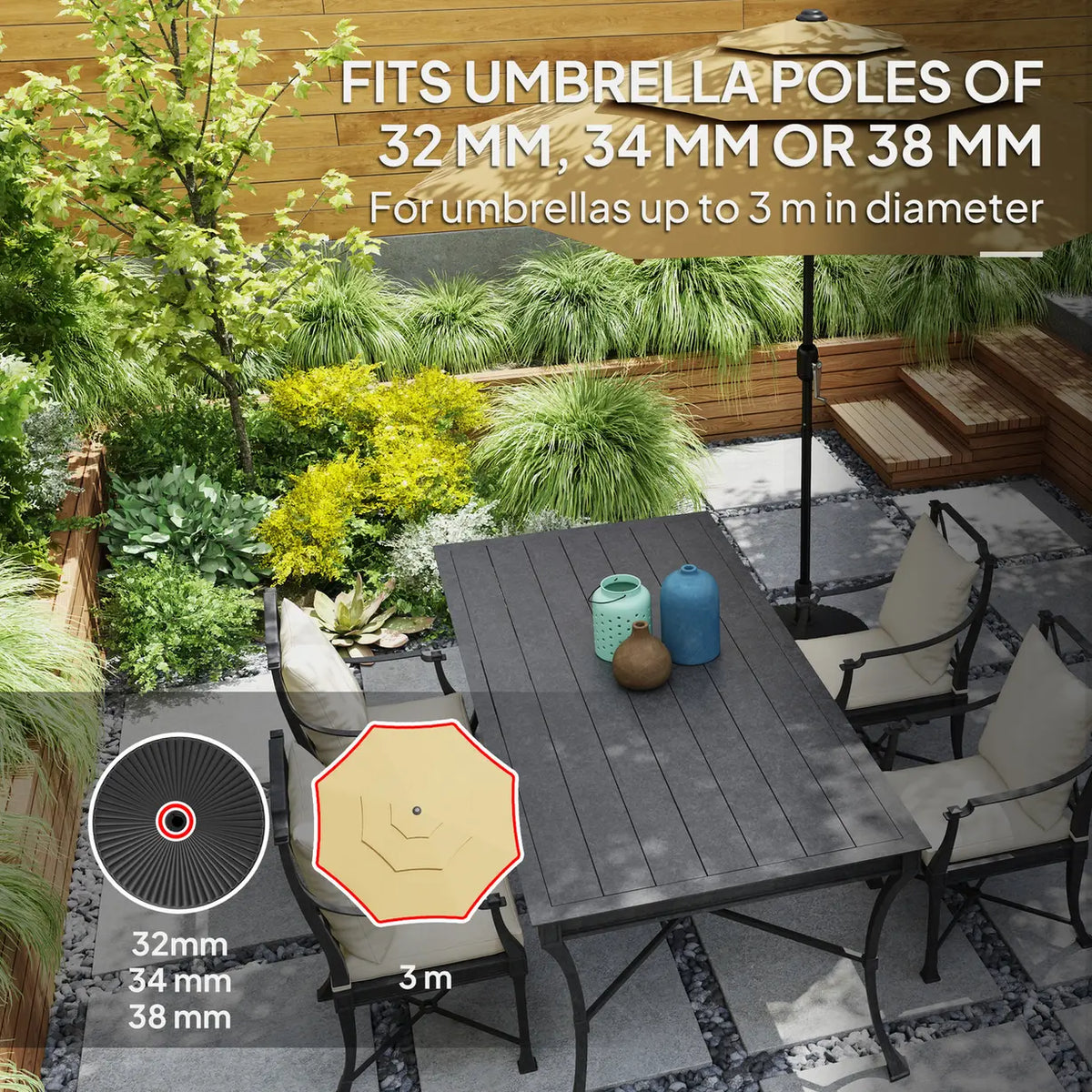 Outsunny Garden Parasol Base Holder, 28kg Sand Filled, 23kg Water Filled, Sun Umbrella Base, 55 x 30H cm Black