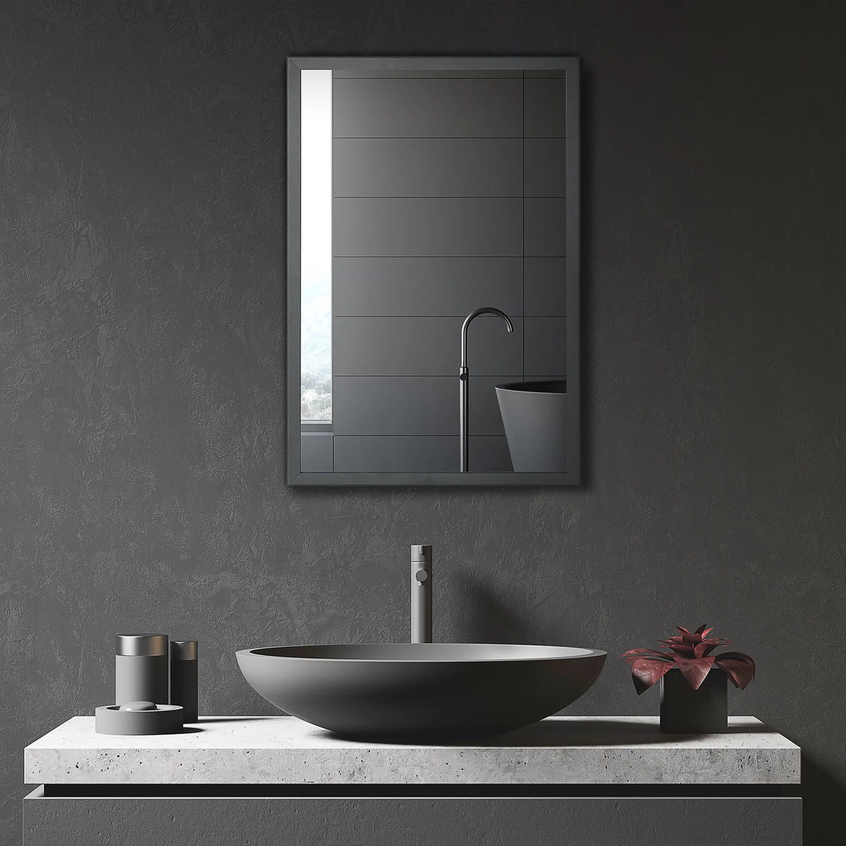 kleankin Bathroom Cabinet with Mirror, Wall Mounted Bathroom Mirror Cabinet with Storage Shelves, 40 x 12 x 60 cm, Black