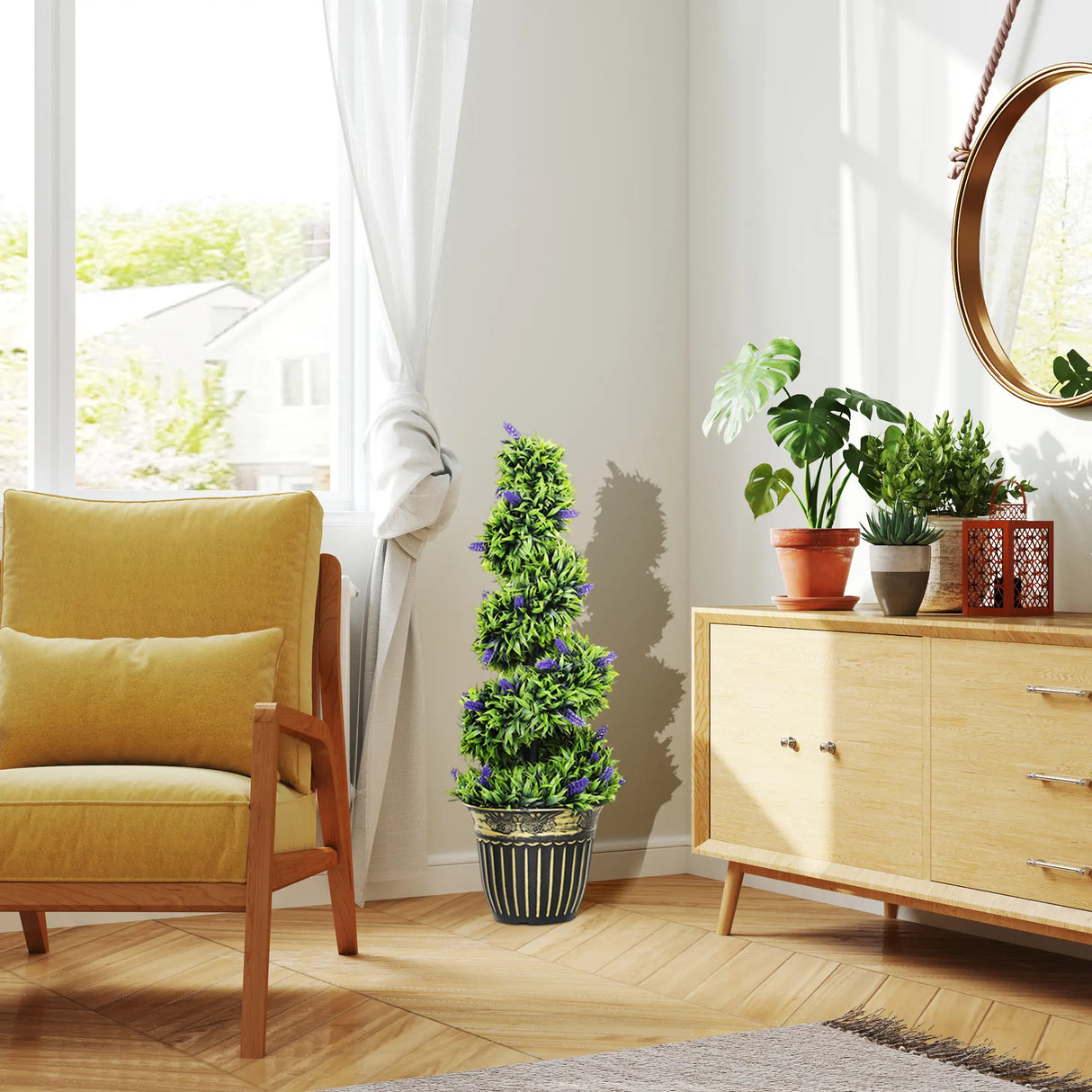 HOMCOM Set of Two 90cm Artificial Lavender Trees