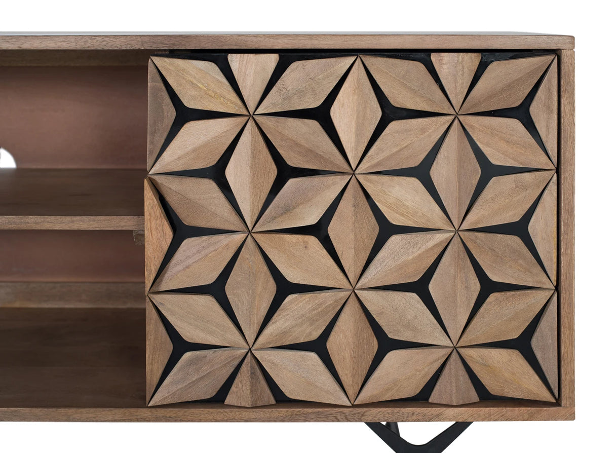 Giner and Colomer Mango Wood TV Stand With Metal Accents