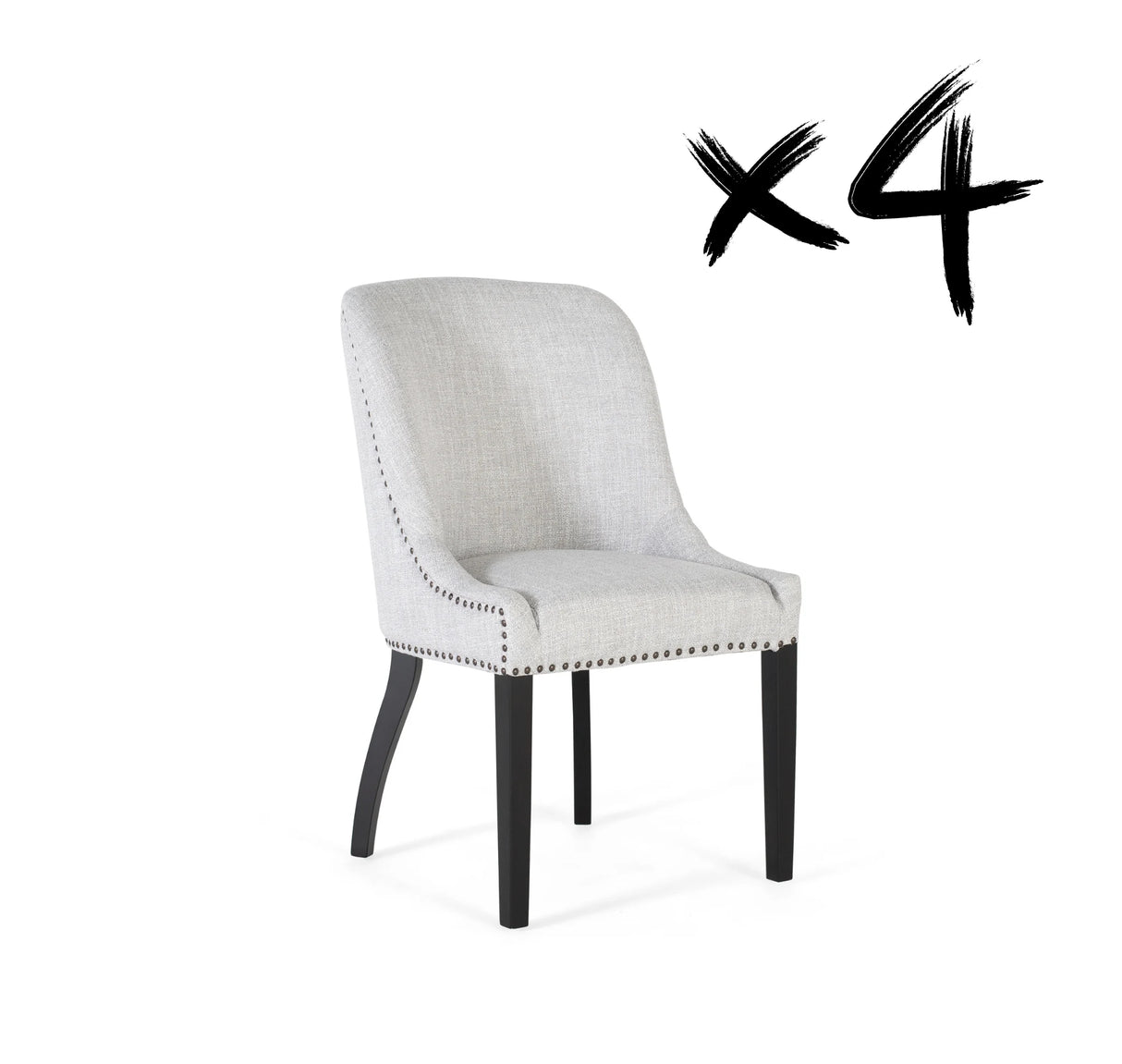 Giner and Colomer Set Of 2 Chairs Upholstered In Light Grey Fabric With Black Wooden Legs