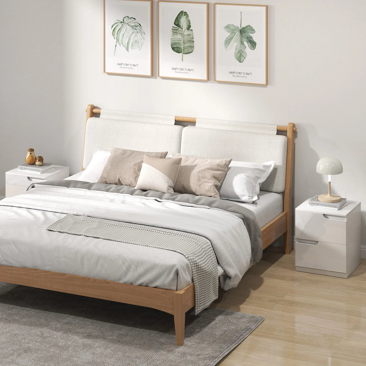 HOMCOM High Gloss Bedside Table Set of 2 - White