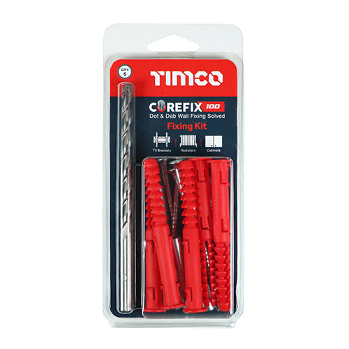 6 x TIMCO Corefix Radiator & Boiler Dot & Dab Wall Fixing - 5.0 x 100