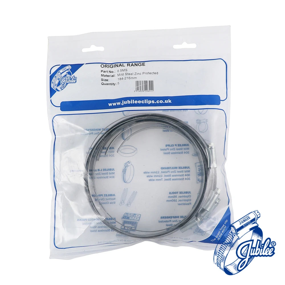 5 x Jubilee Clip Mild Steel 184-216mm