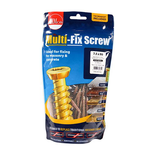 65 x TIMCO Concrete Screws Flat Countersunk Gold - 7.5 x 80