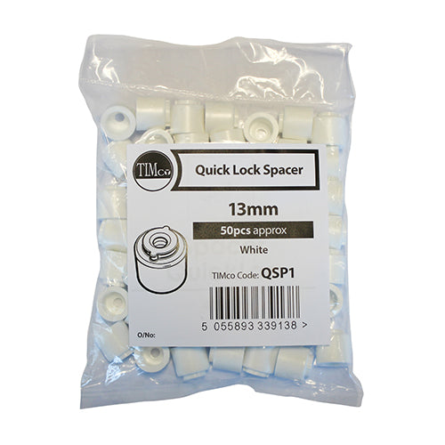 50 x Quick Lock Pipe Clip Spacers White - 13mm