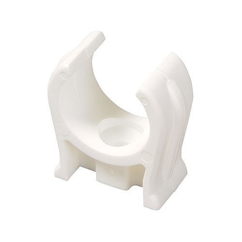 50 x Single Snap-In Open Pipe Clips White - 15mm