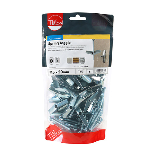 55 x TIMCO Spring Toggle Cavity Anchors Silver - M5 x 50