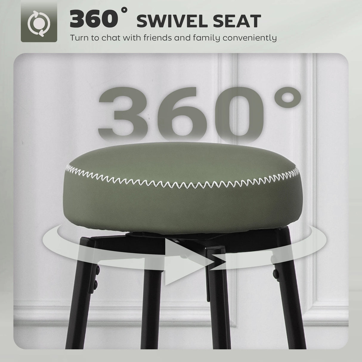 HOMCOM Set of Two Faux Leather Bar Stools - Green/Black