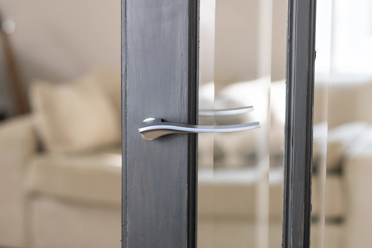 Forme Olimpia Lever Door Handle on Concealed Round Rose - Satin Chrome - Set
