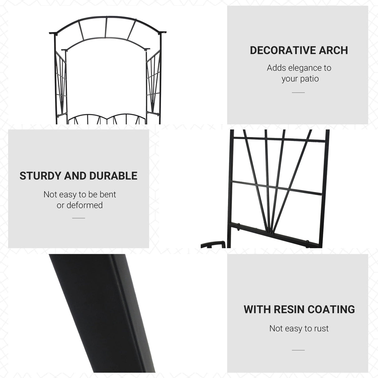 Outsunny Garden Bench, 2 Seater Outdoor Patio Bench, Metal Garden Loveseat with Arch for Vines and Climbing Plants, Black