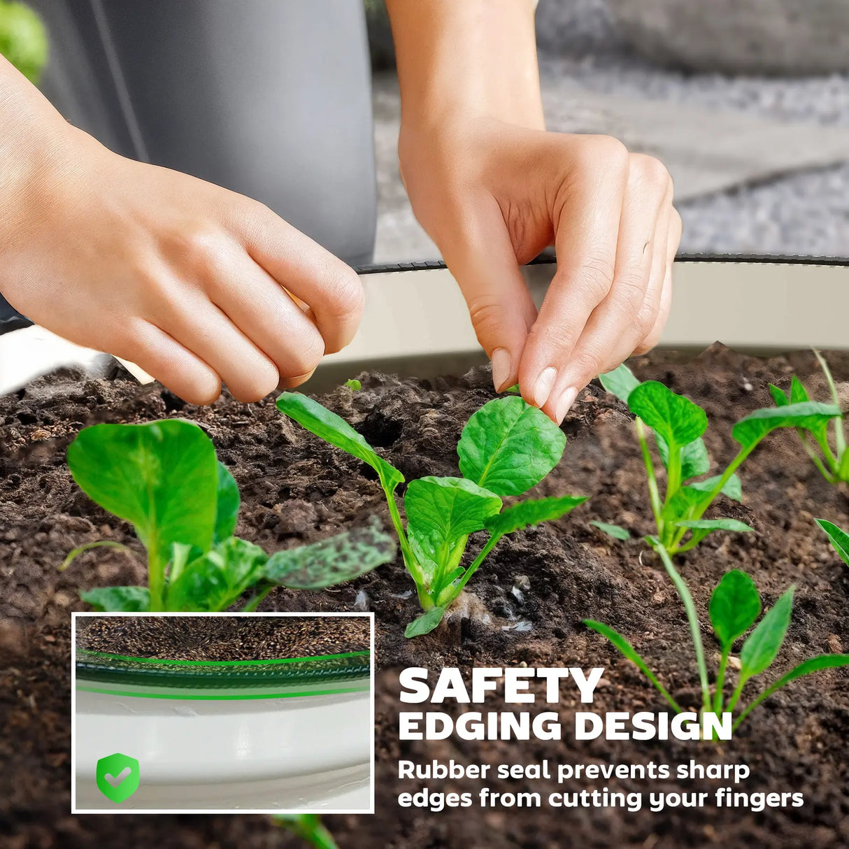 Outsunny Set of 2 Raised Garden Bed, Metal Planter Box with Safety Edging, Easy-to-assemble Stock Tank, Cream White