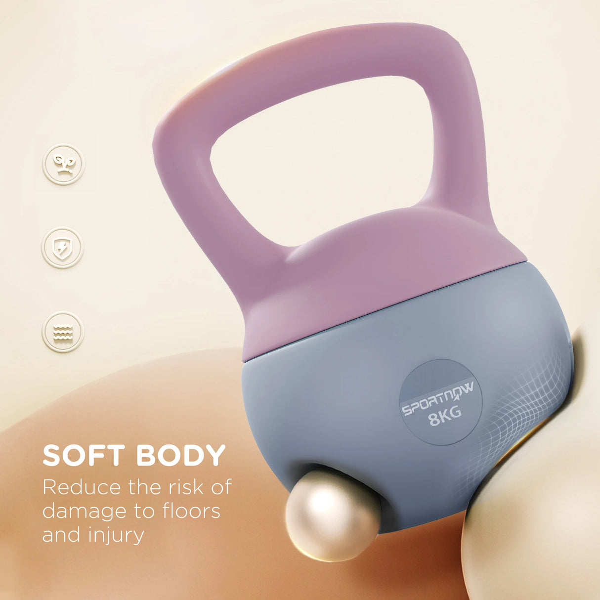 SPORTNOW 8KG Soft Kettlebell, Kettlebell with Non-Slip Handle for Home Gym, Weight Lifting, Strength Training, Purple/Grey