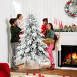 HOMCOM 5ft Super Flocked Christmas Tree - Green/White