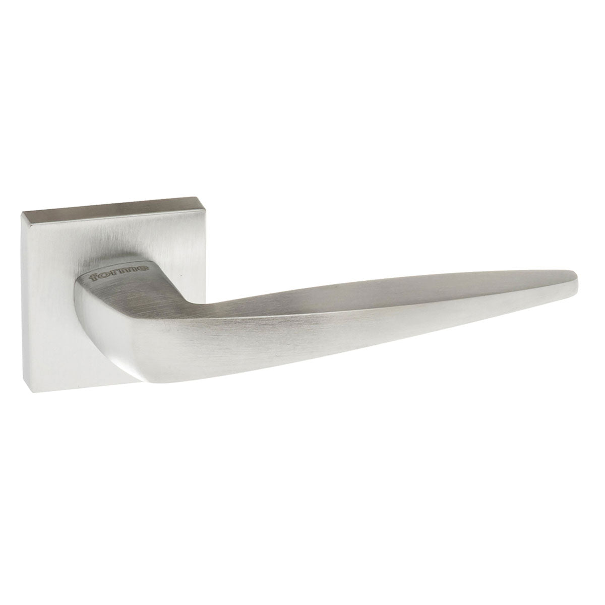 Forme Foglia Lever Door Handle on Minimal Square Rose - Satin Chrome - Set