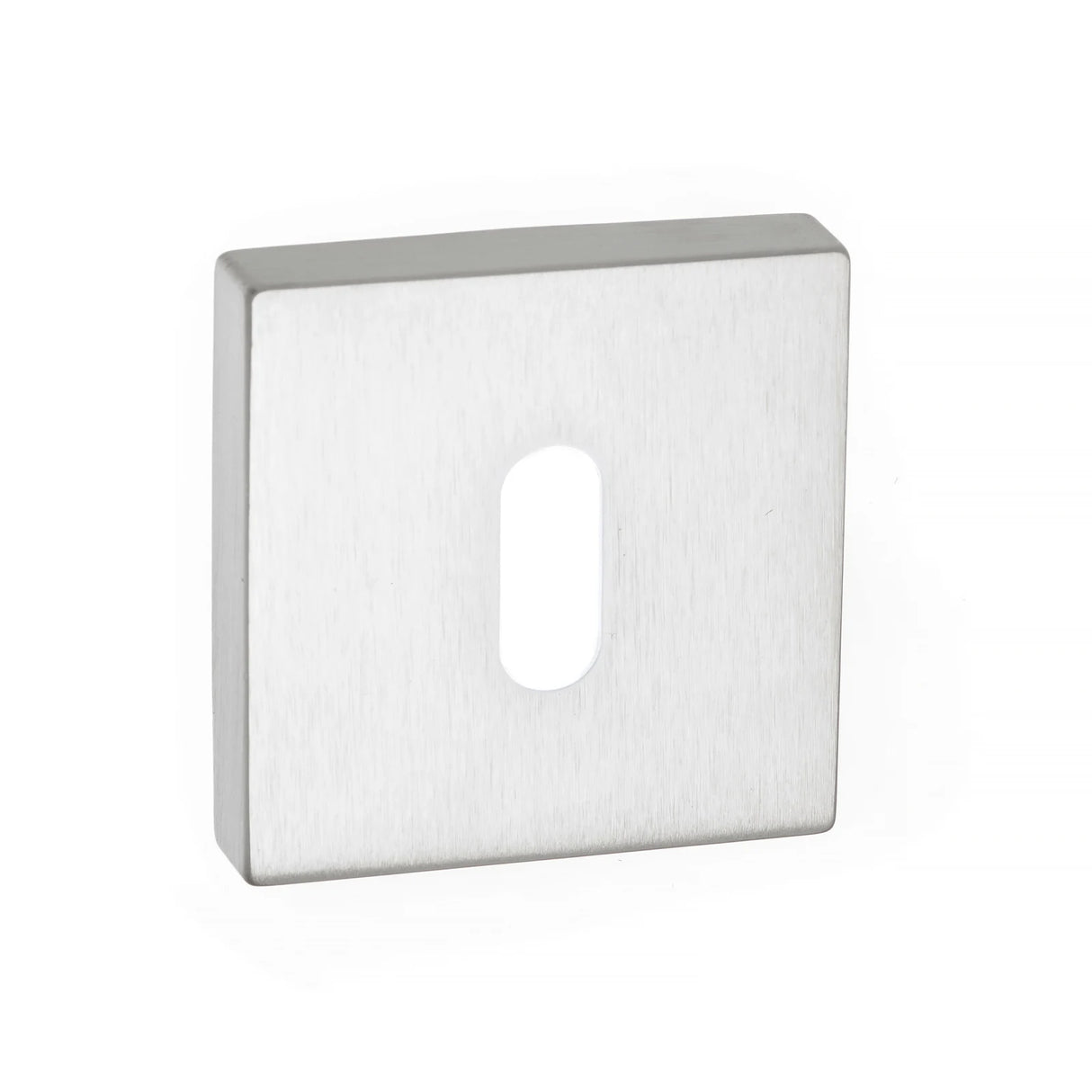 Forme Key Escutcheons on Minimal Square Rose - Satin Chrome - Pair