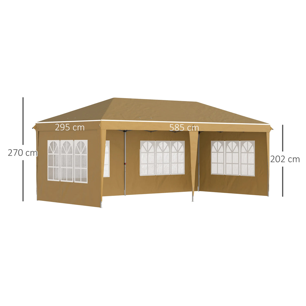 Outsunny 3 x 6m Pop-Up Gazebo, with Removable Walls - Khaki