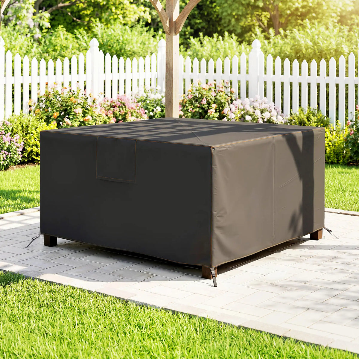 Outsunny Garden Furniture Cover, Waterproof Patio Furniture Cover with Air Vent, 420D Oxford Fabric, 125 x 125 x 74 cm, Black