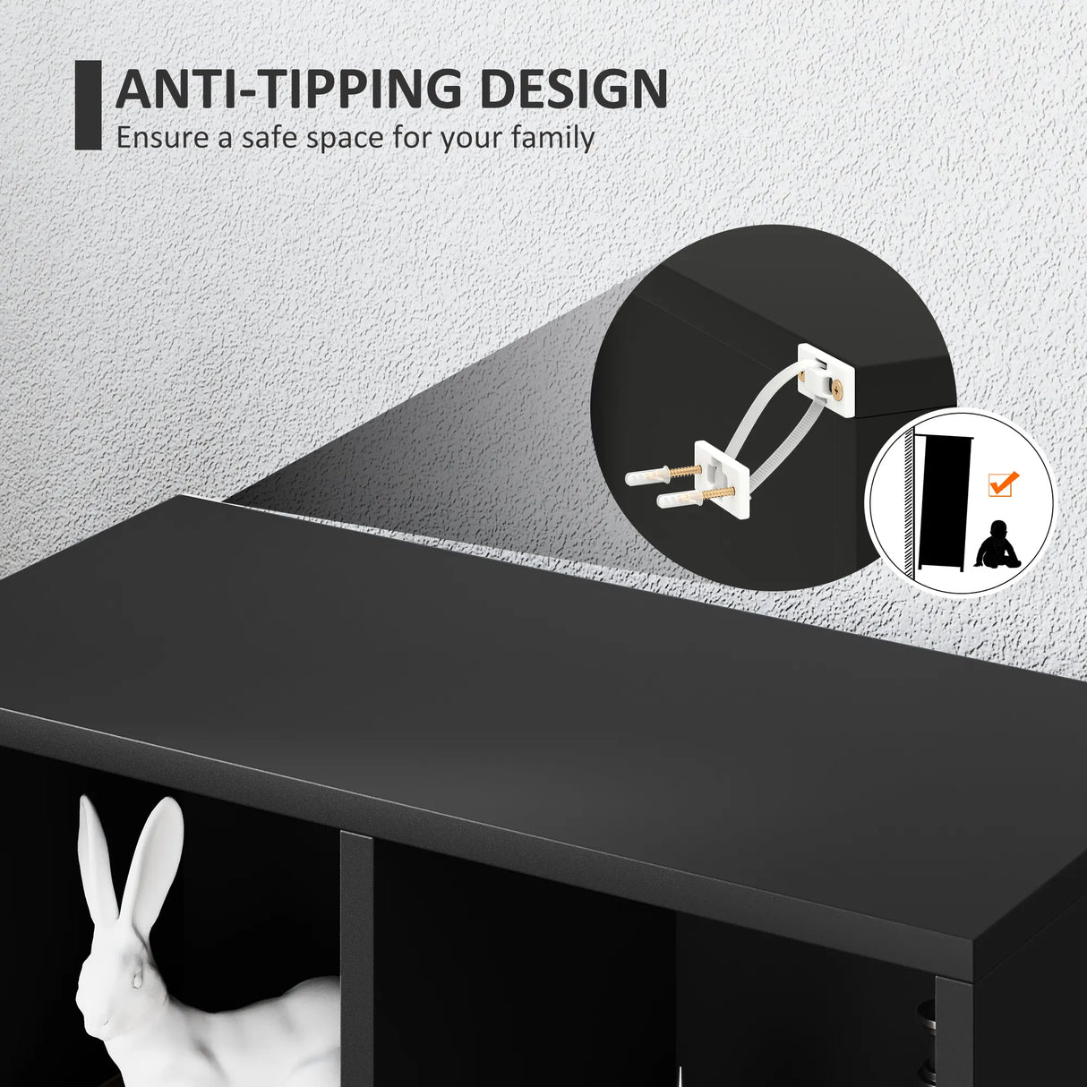 HOMCOM 2-Tier Bookshelf with 5 Compartments - Black