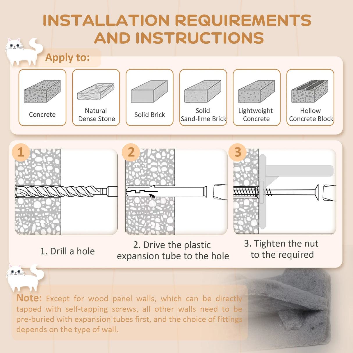 PawHut 4PCs Wall-Mounted Cat Shelves w/ Scratching Post, Hammock, Nest - Dark Grey