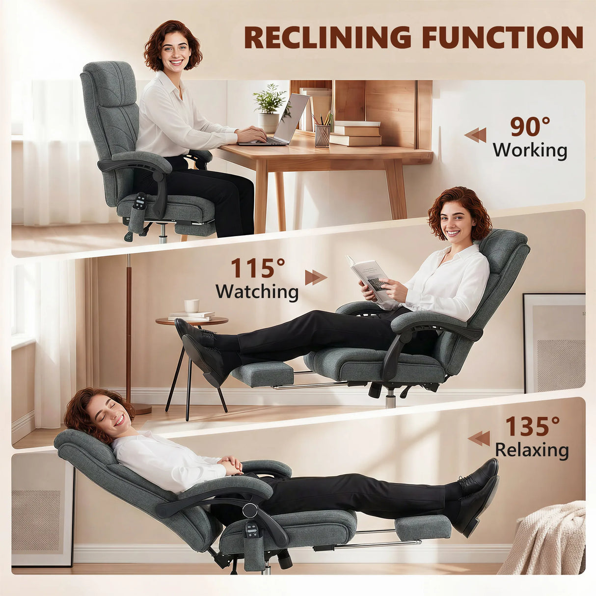 Vinsetto High Back Vibration Massage Office Chair with Footrest, Heated, Grey