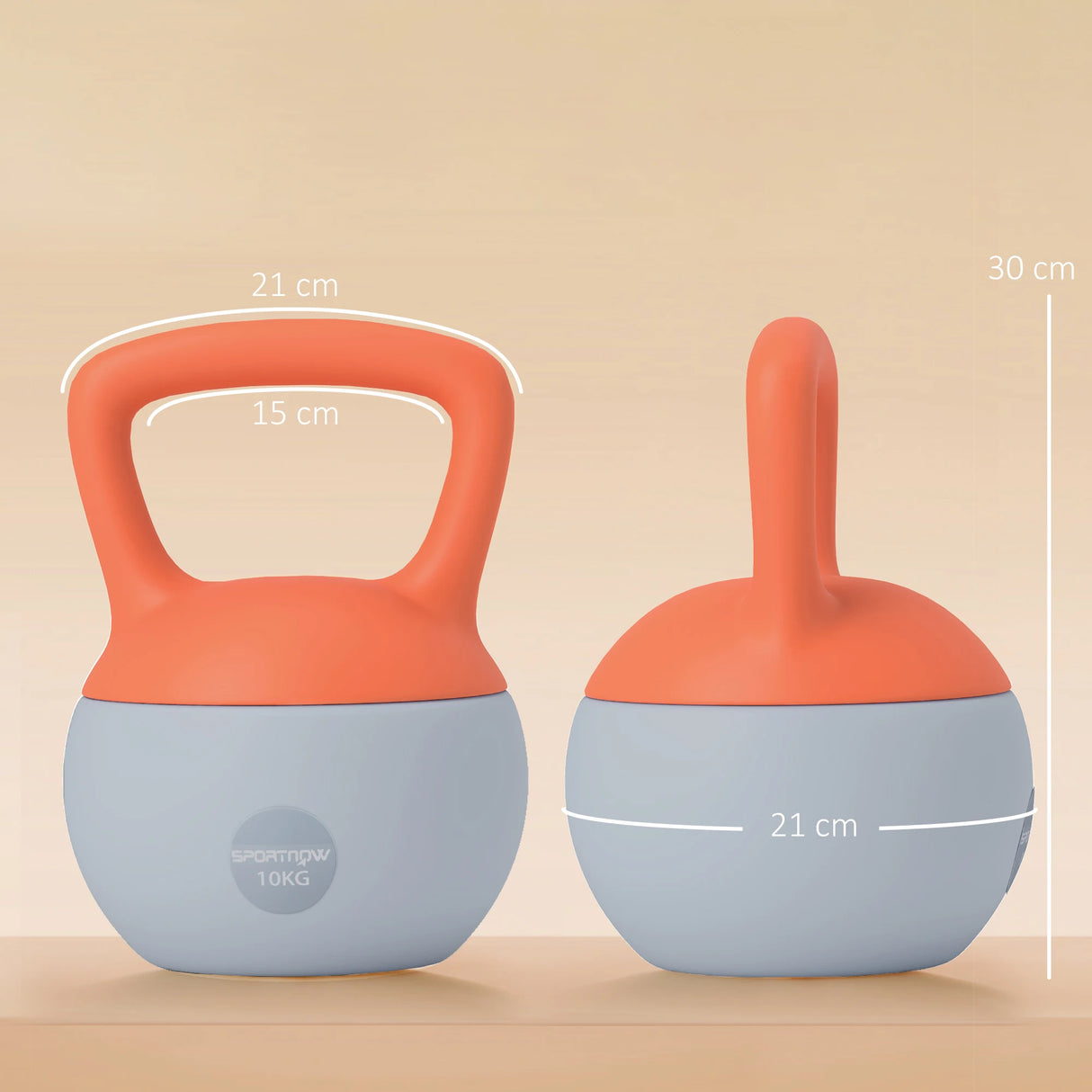 SPORTNOW 10KG Soft Kettlebell, Kettle Bell with Non-Slip Handle for Home Gym, Weight Lifting, Strength Training, Orange/Grey