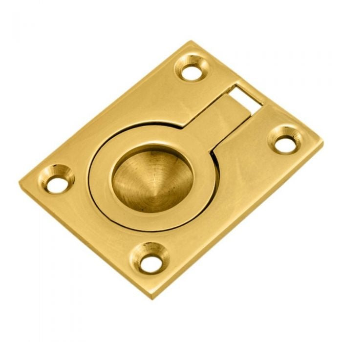 FLUSH RING PULL - POLISHED BRASS - 38MMx50MM - EACH