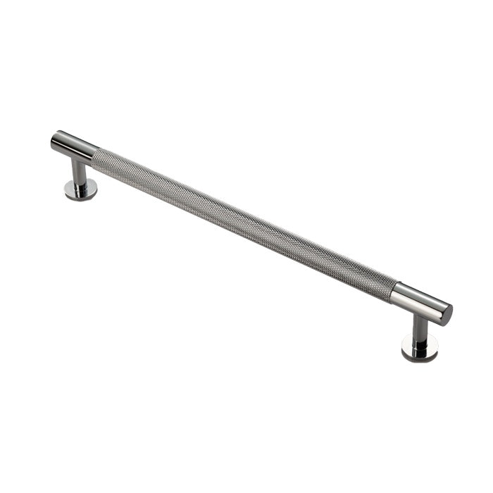 KNURLED CABINET PULL HANDLE 224MM C/C - POLISHED CHROME - EACH
