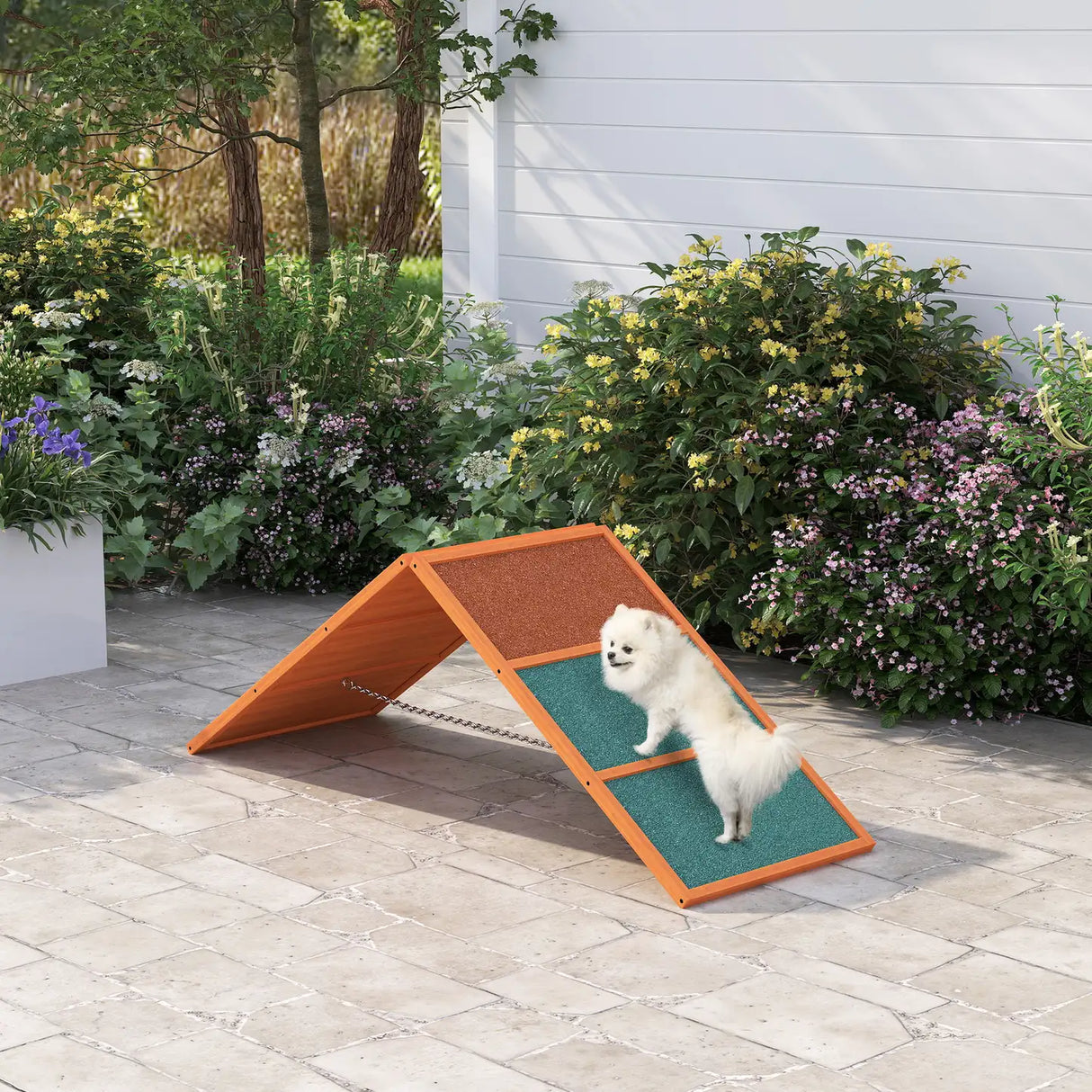 PawHut Dog Agility Equipment, Dog Playground Equipment with Non-slip Surface, A-frame, Agility Ramp for All Breeds, Orange