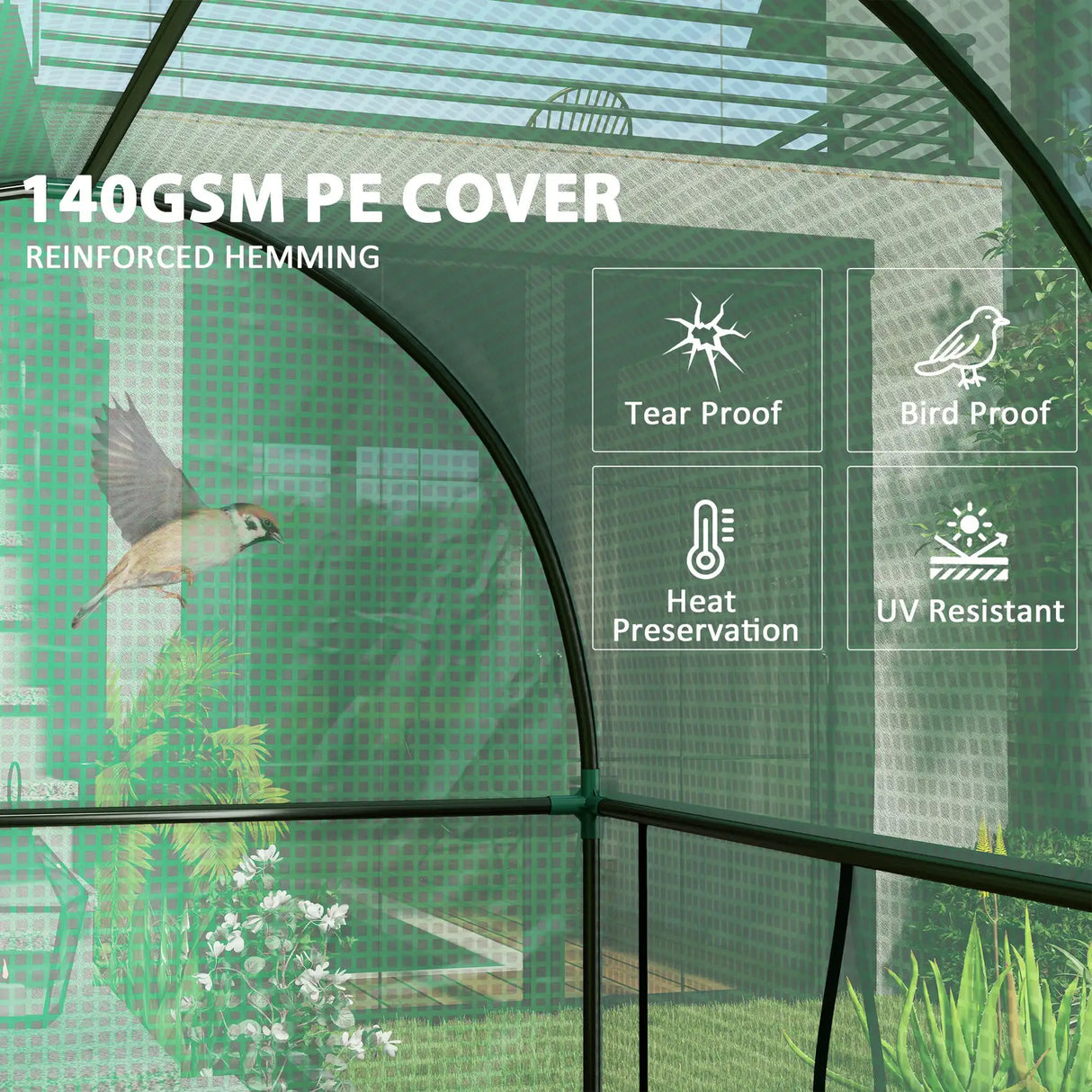 Outsunny 200 x 100cm Walk-In Greenhouse, with Zipped Doors - Green