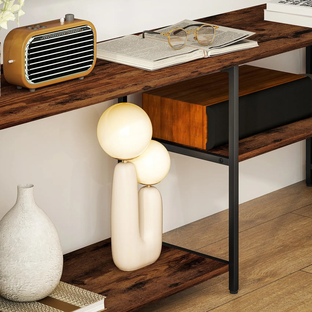 HOMCOM TV Unit for TVs up to 60 Inches, Industrial TV Stand with Storage Shelves, Entertainment Centre for Living Room, Bedroom