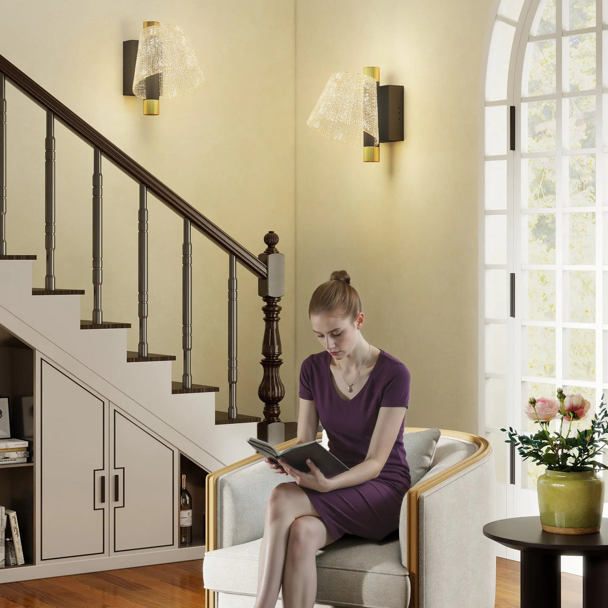 HOMCOM Led Wall Lamp 2 Pack, 5W Modern Indoor Starry Wall Light, Colour Temperature Adjustable 3000K/4000K/6500K, for Bedroom, Living Room, Hallway, Stairs, Black