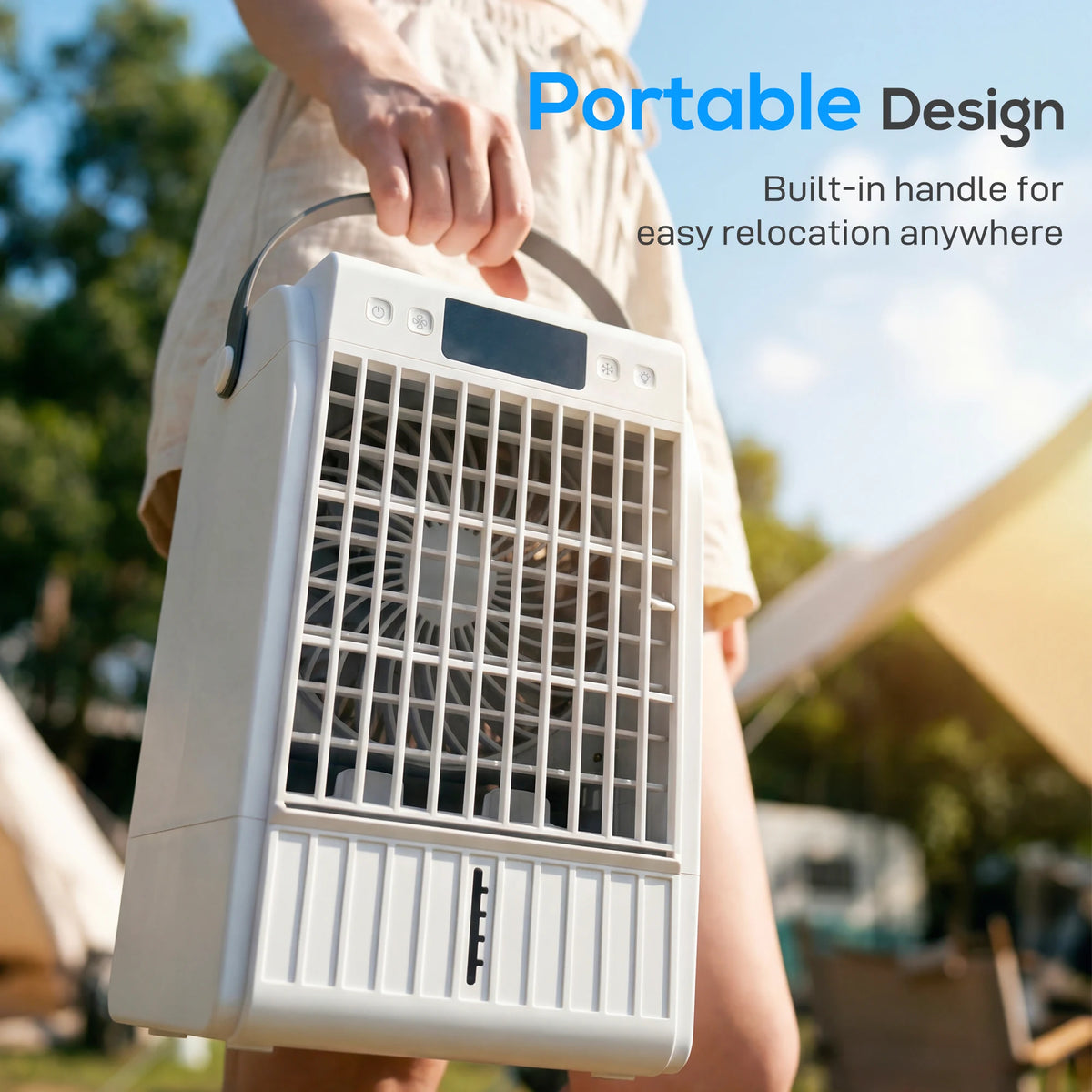 HOMCOM Portable Air Conditioner, 4-in-1 Mini Air Cooler with 4 Wind Speed, 2 Cool Mist, RGB 7 LED Light, White