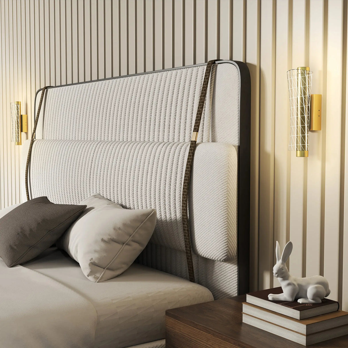 HOMCOM Led Wall Lamp 2 Pack, 9W Modern Indoor Geometric Mesh Wall Light, Colour Temperature Adjustable 3000K/4000K/6500K for Bedroom, Living Room, Hallway, Stairs, Gold Tone