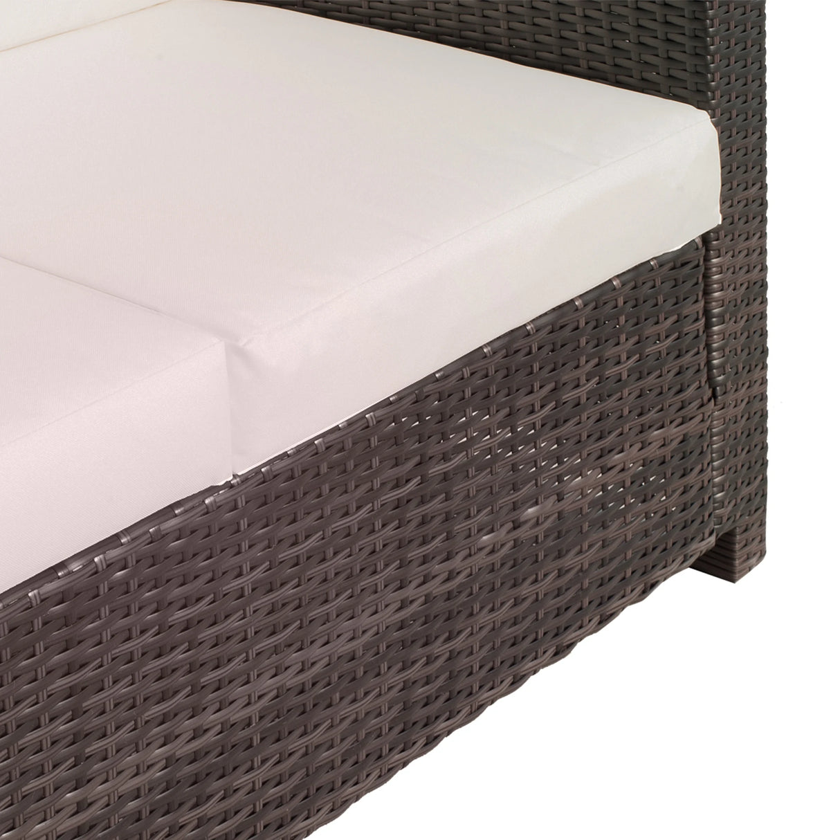 Outsunny Rattan Sofa, 2 Seater Garden Furniture with Soft Padded Cushion and Armrests, Wicker Garden Loveseat for Patio, Mixed Brown