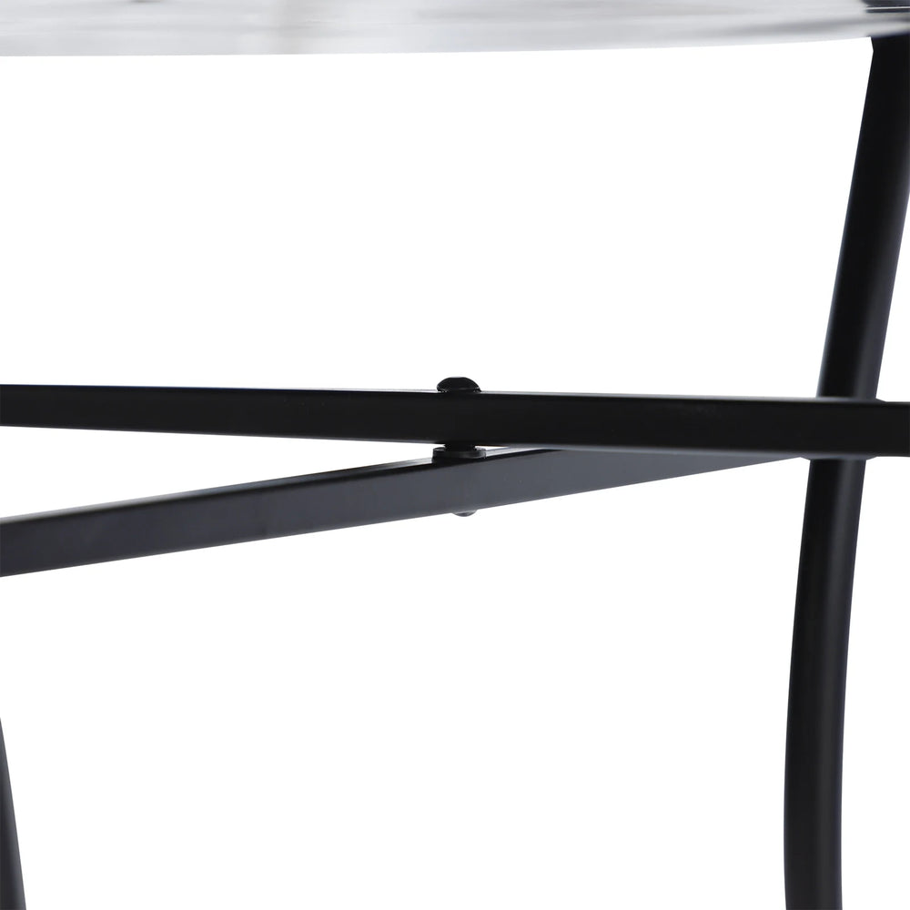 Outsunny 60 cm Mosaic Garden Table, Small Round Outdoor Side Table with Ceramic Top, Plant Stand for Patio, Balcony, Orange and White