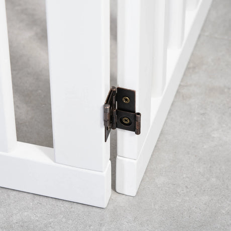 PawHut Wooden Pet Gate Foldable Freestanding Dog Safety Barrier w/ Support Feet