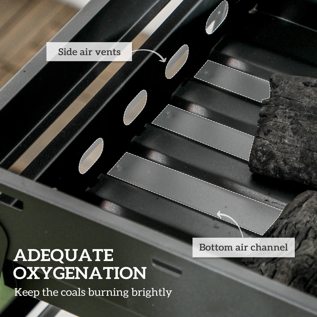 Outsunny Foldable Charcoal Grill - Black