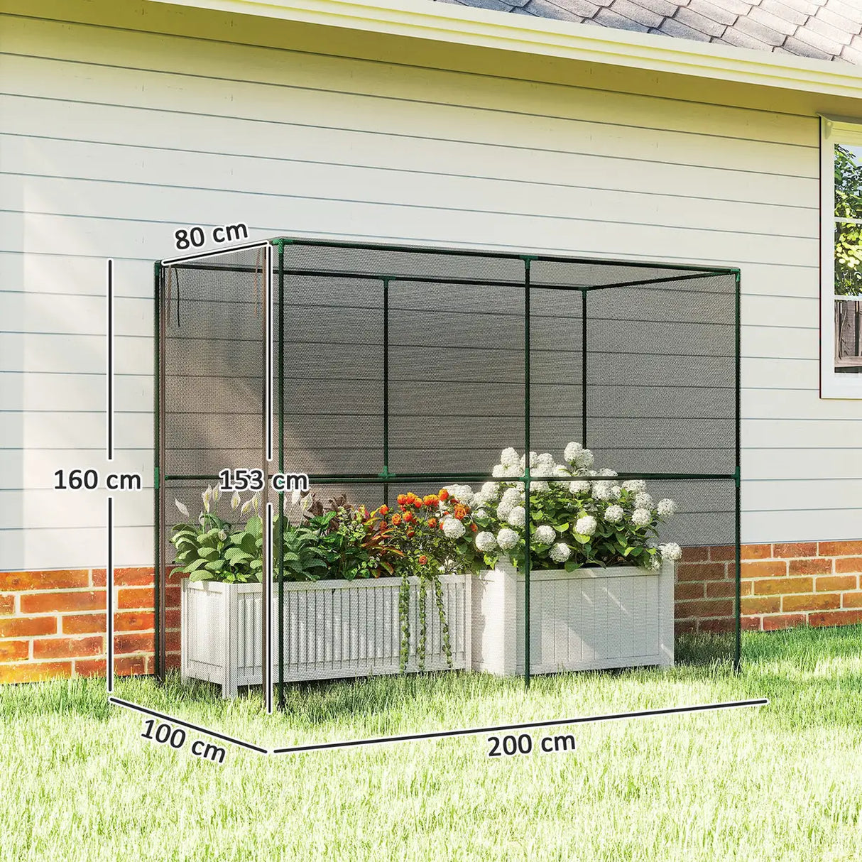 Outsunny Fruit Cage Bird Netting, Brassica Cage Plant Protection Tent with Zipped Door, Anti Bird, Insects, Small Animals, Black