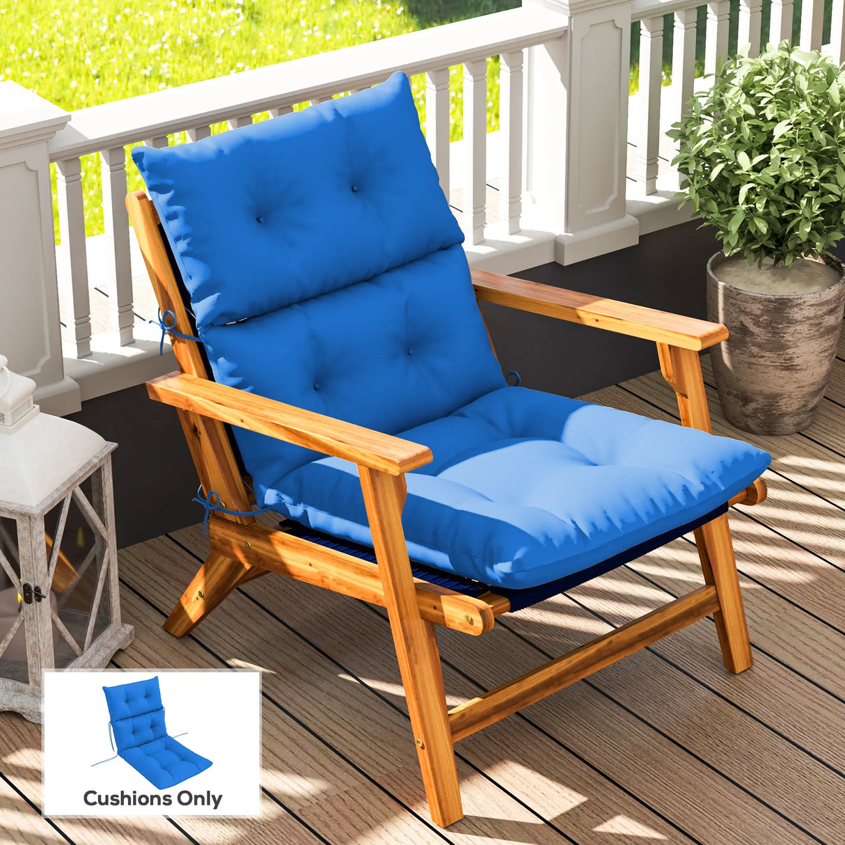Outsunny 115 x 56cm Rocking Chair Padded Seat Cushion - Blue