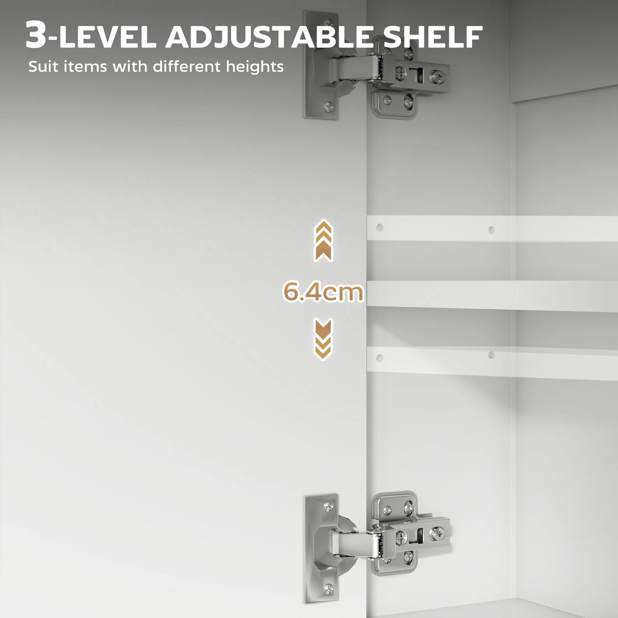 HOMCOM Bathroom Mirror Cabinet with Soft-Close Doors and Adjustable Shelf - White