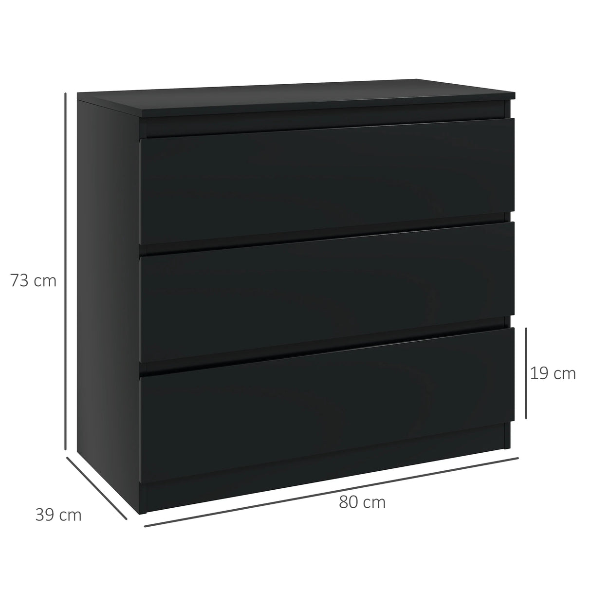 HOMCOM Chest of Three Drawers - Black