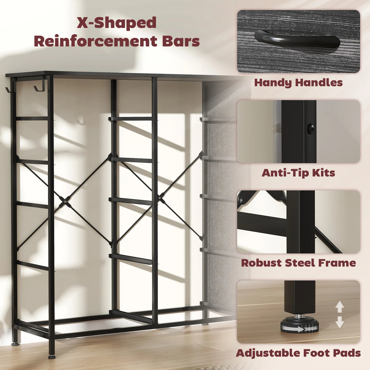 HOMCOM Chest of Ten Fabric Drawers - Black