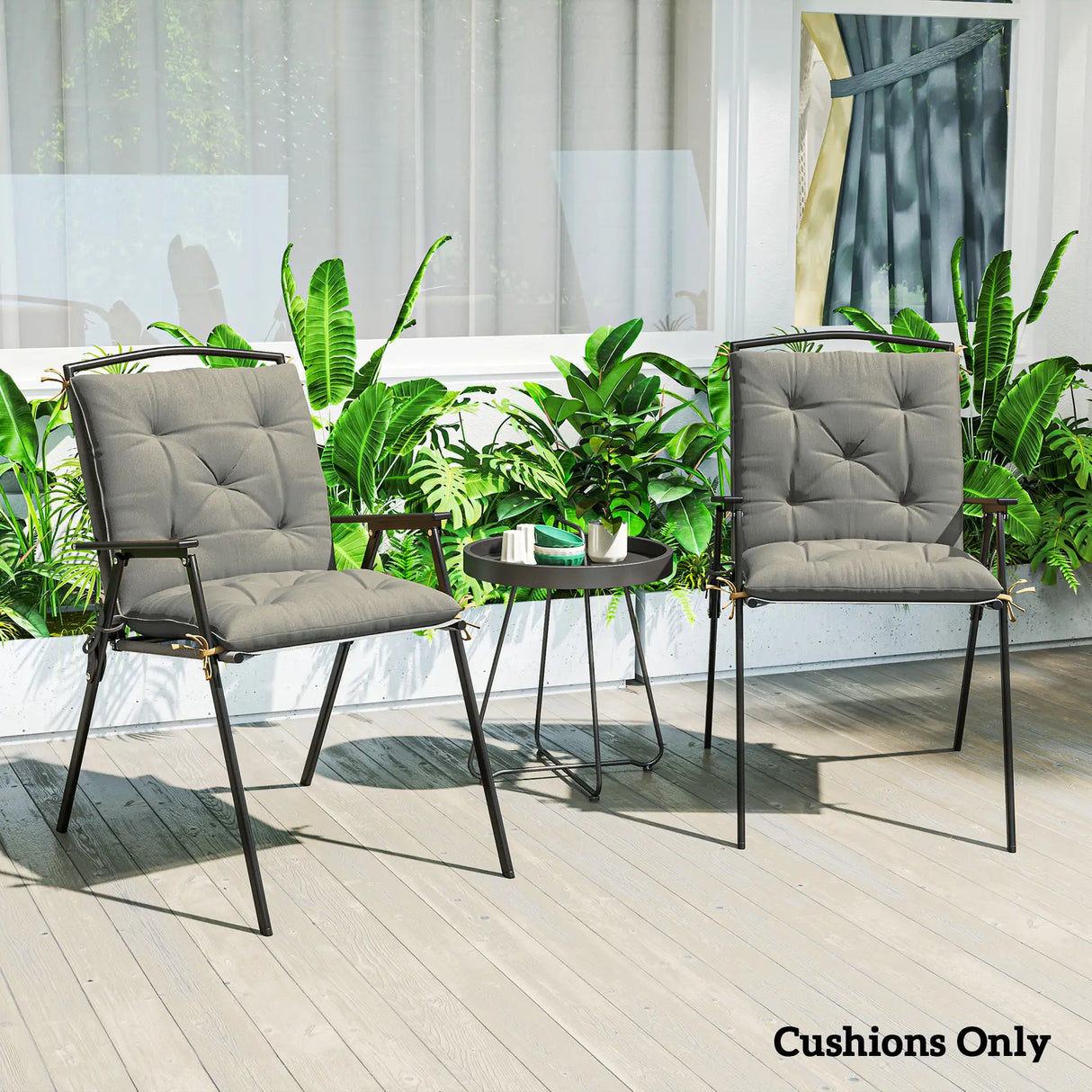 Outsunny Set of Two Outdoor Seat Cushions - Light Grey