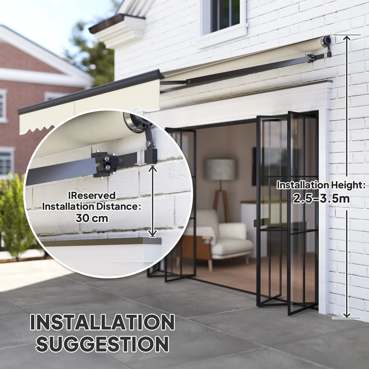 Outsunny 2.5 x 3m Electric/Manual Awning, with Remote - Beige