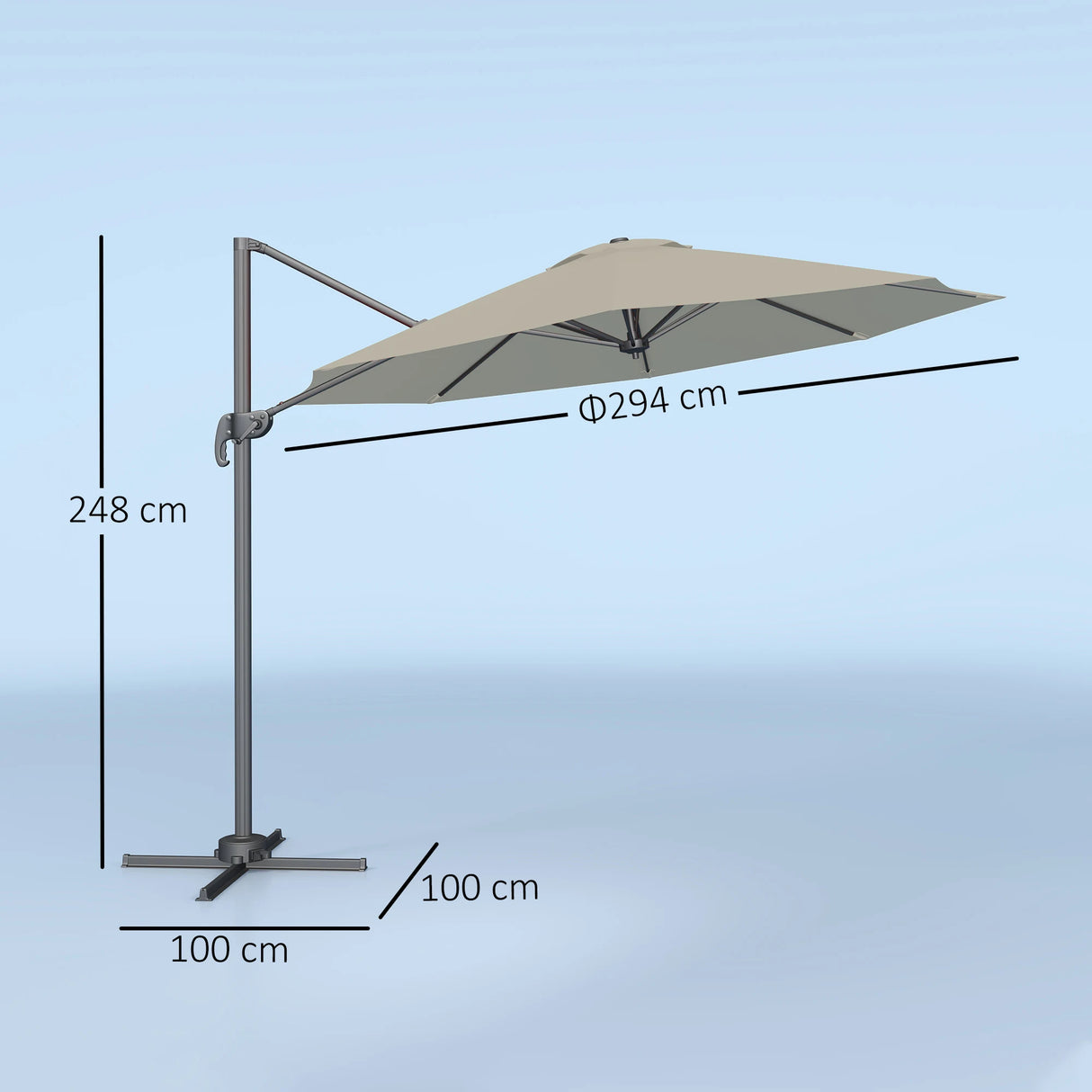 Outsunny 3 m Five-Angle Cantilever Parasol - Light Grey
