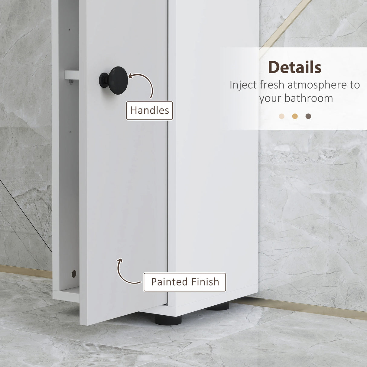 kleankin 180cm Slim Bathroom Cabinet, with Drawer, Shelves and Cupboards - Light Grey