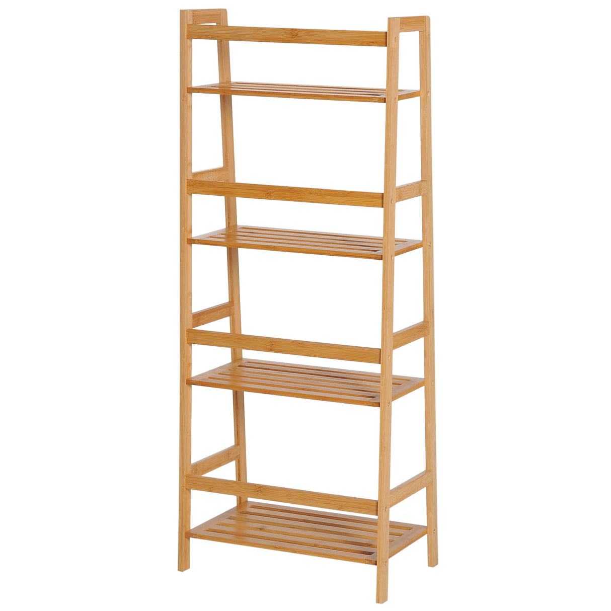 HOMCOM Bamboo Ladder Shelf, 4-Tier Bookshelf, Freestanding Bookcase for Living Room, Study, Bedroom, Home Office, 48 x 31.5 x 120cm, Natural Wood Effect